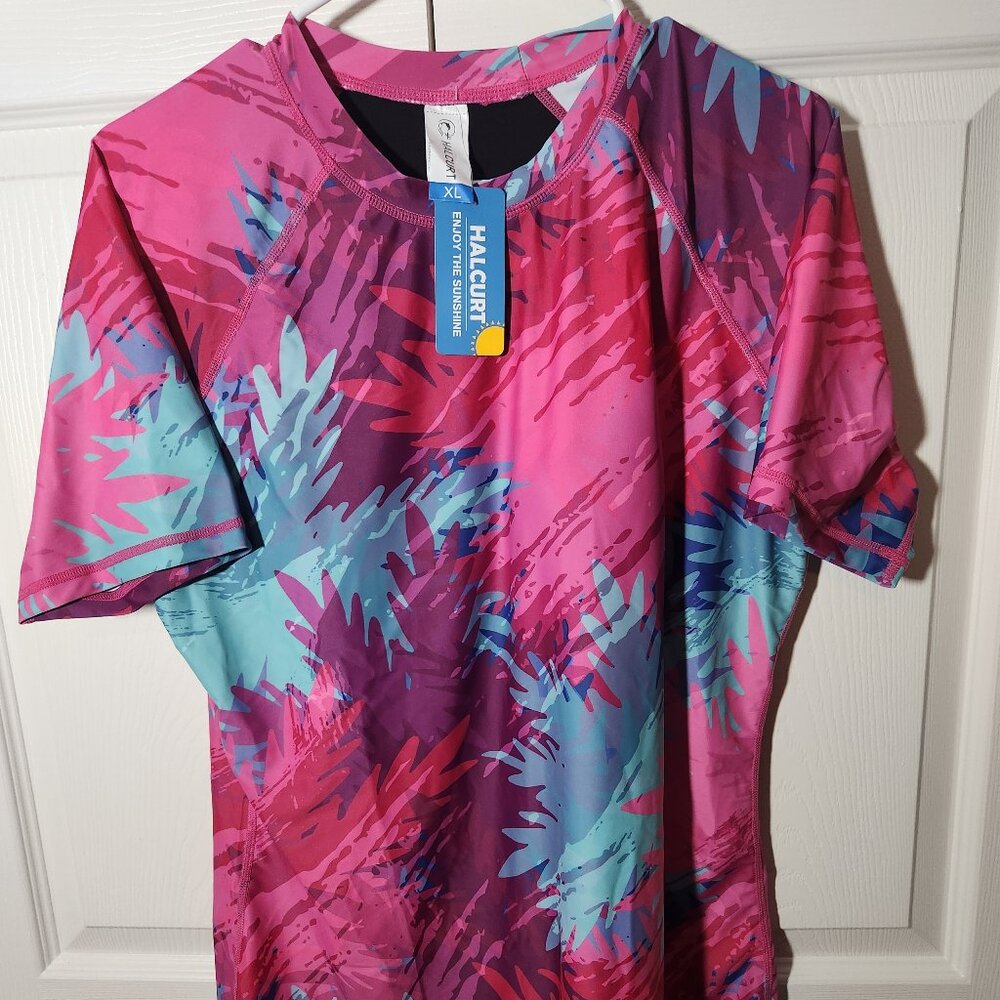 Halcurt Women's Two Piece Rash Guard Swimsuit Set - Size XL NWT